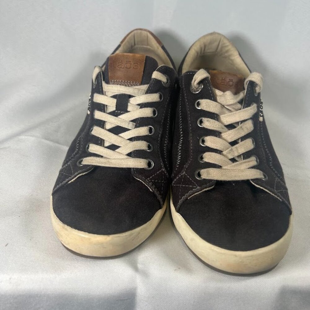 Taos Starburst Navy Canvas Leather Trim Lace Up Comfort Sneakers Size 9.5